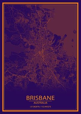 Brisbane Purple Orange Map