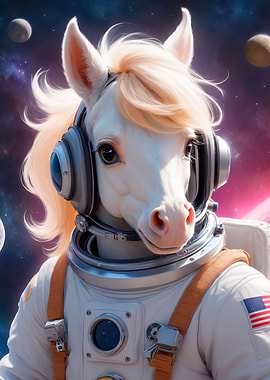 cute horse on space