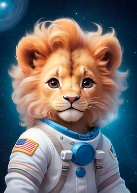 cute lion on space
