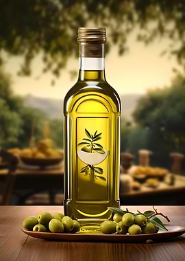 Olive Oil Bottle Olives