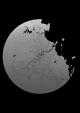 Brisbane Silver Black Map