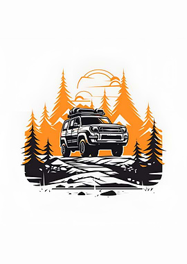 a suv in mountain vector