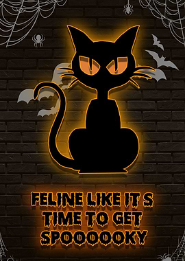 cat halloween neon