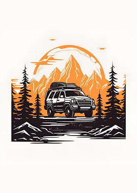 a suv in mountain vector