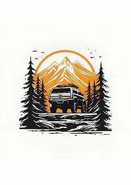 a suv in mountain vector