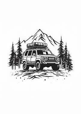 a suv in mountain vector