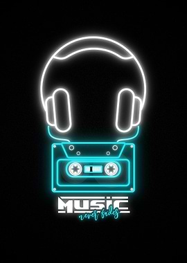 Music Never Fades Neon Art