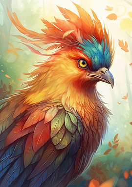 Phoenix Bird Green Forest