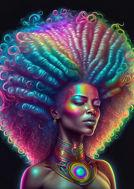 Rainbow Afro Goddess