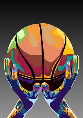 Basketball and hand popart