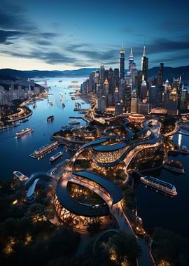 Evening Skyline over City