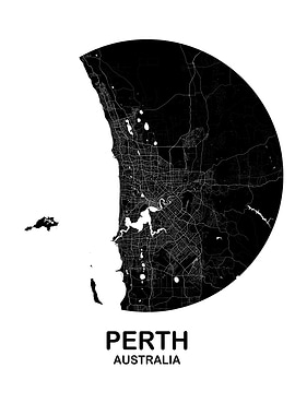 Perth Circular Black Map