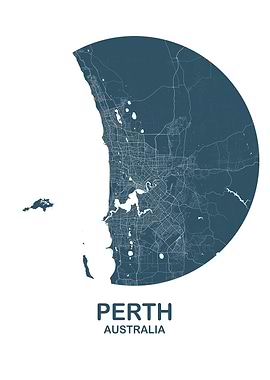 Perth Circular Blue Map