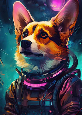 Astronaut corgi galaxy