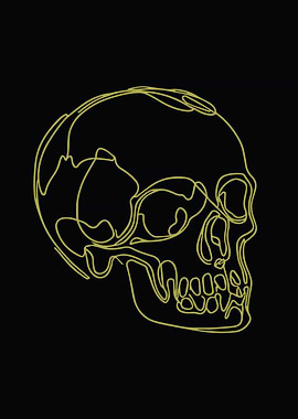 Golden Line Art Skull