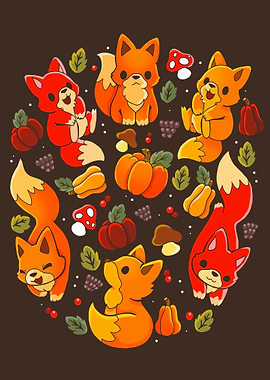 Foxes Autumn
