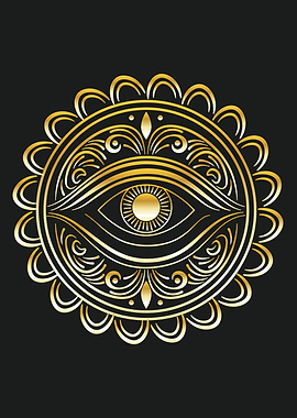 Golden eye with floral