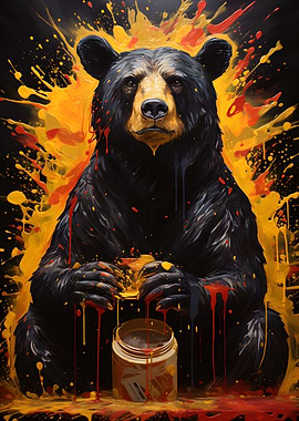 Black Bear with Honey Jar