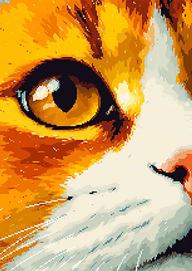 Cat Closeup Pixel Art