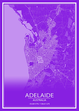 Adelaide Purple White Map
