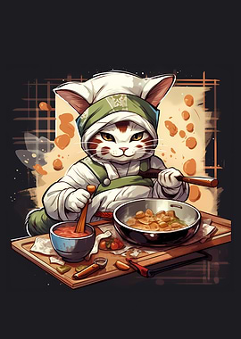 Sushi Cat Chef Japan art