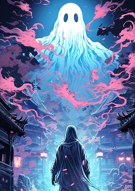 Anime Neon Halloween Ghost