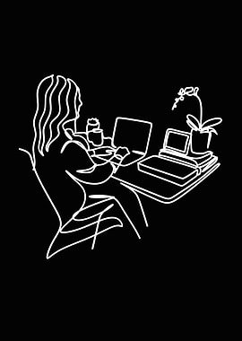 A girl one line art 01