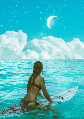 Surfing in Dreamy Ocean