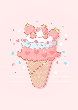 Strawberry Ice Cream Cone