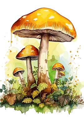 Watercolor Mushroom