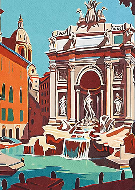 Trevi Fountain Retro