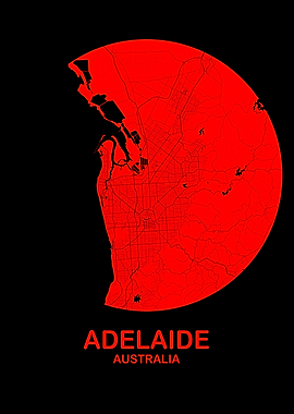 Adelaide Red Circular Map