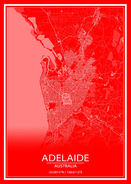 Adelaide Red and White Map