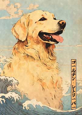 Golden Retriever Woodblock