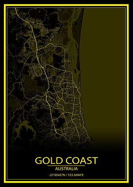 Gold Coast YellowBlack Map