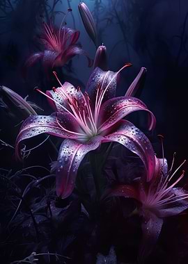 Violet and purple lilies