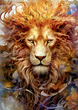 Wild lion animal art