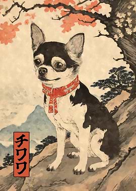 Chihuahua Woodblock Print