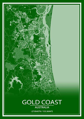 Gold Coast Green White Map