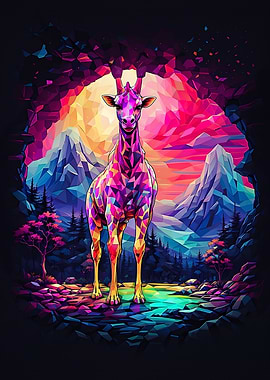 Giraffe Abstract Colorful