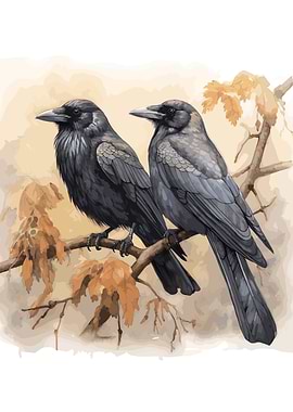 Two black ravens