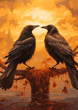 Two black ravens