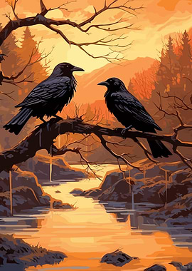 Two black ravens