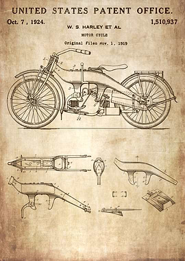 Vintage motorcycle patent