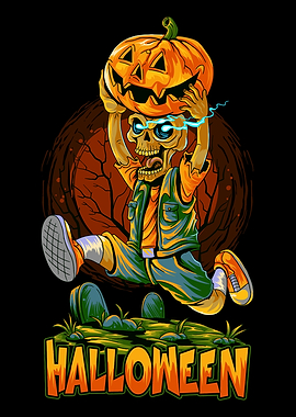 Scary Skull with Pumpkin