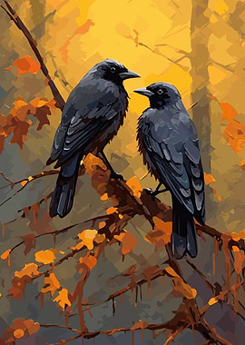 Two black ravens
