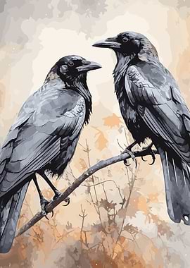 Two black ravens