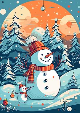 Snowman winter christmas