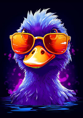 Cute Duck wearing glasses