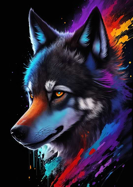 Wolf splash art painting